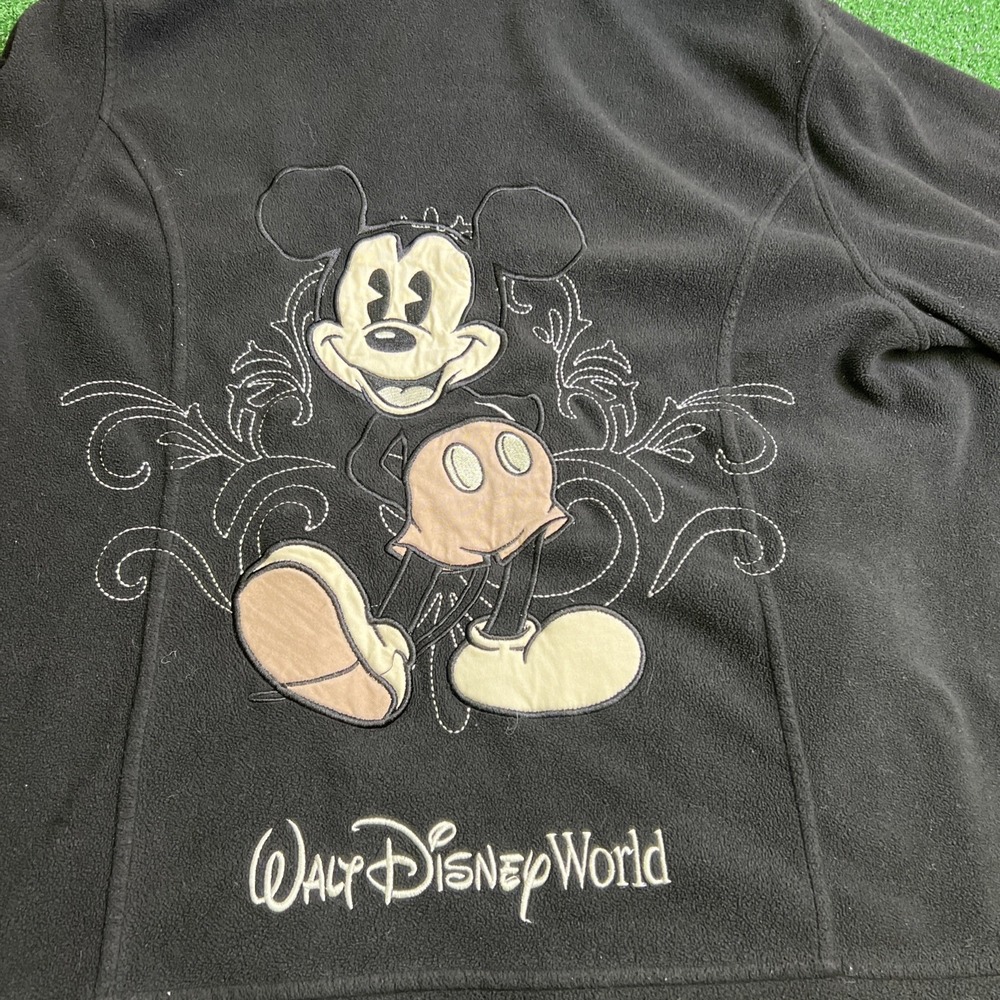 Walt Disney World Vtg‎ Mickey Mouse Full zip Sweater Black Fleece  Size XL